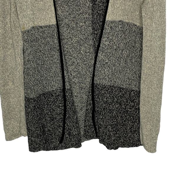 Eileen Fisher M Womens Open Cardigan Wool Linen Colorblock Gray - Picture 6 of 10